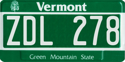VT license plate ZDL278