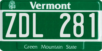 VT license plate ZDL281