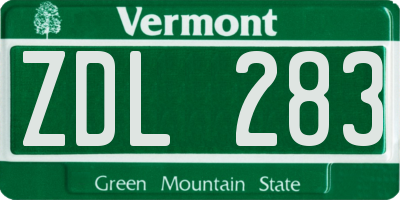 VT license plate ZDL283
