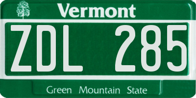 VT license plate ZDL285