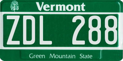 VT license plate ZDL288