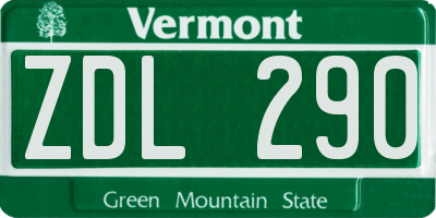 VT license plate ZDL290