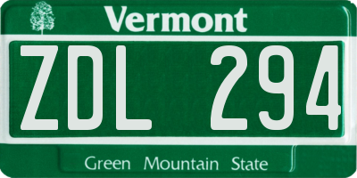 VT license plate ZDL294