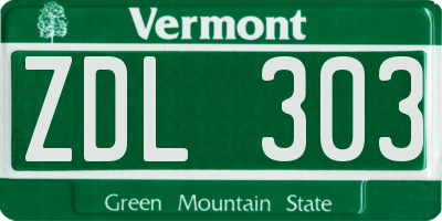 VT license plate ZDL303