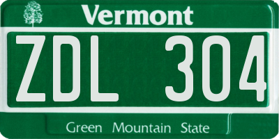 VT license plate ZDL304