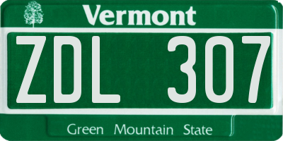 VT license plate ZDL307