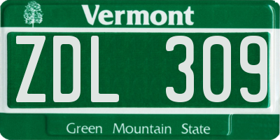 VT license plate ZDL309