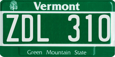 VT license plate ZDL310