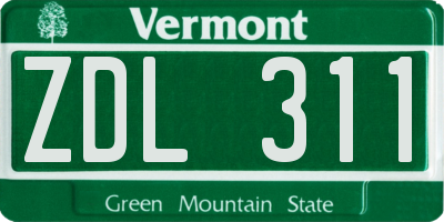 VT license plate ZDL311