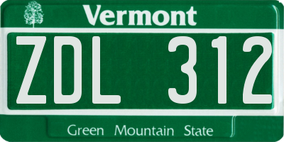 VT license plate ZDL312