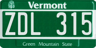 VT license plate ZDL315
