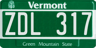VT license plate ZDL317