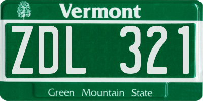 VT license plate ZDL321
