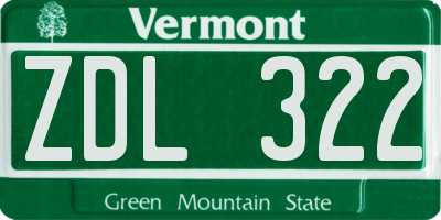 VT license plate ZDL322