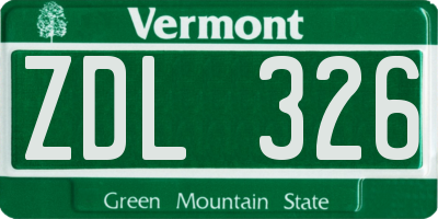 VT license plate ZDL326