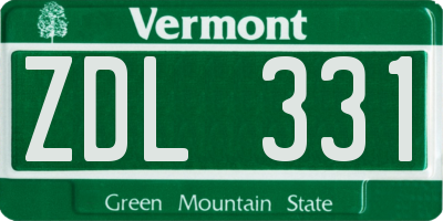 VT license plate ZDL331