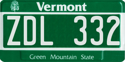 VT license plate ZDL332