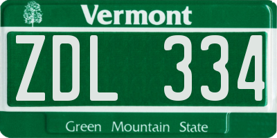 VT license plate ZDL334