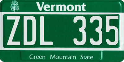 VT license plate ZDL335