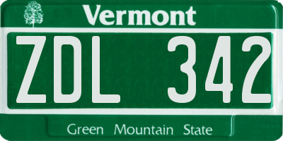 VT license plate ZDL342