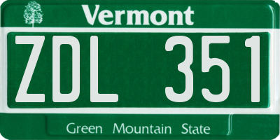 VT license plate ZDL351