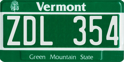 VT license plate ZDL354