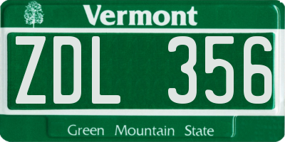 VT license plate ZDL356