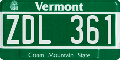 VT license plate ZDL361