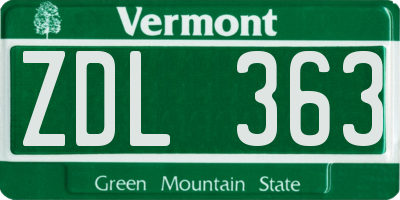 VT license plate ZDL363