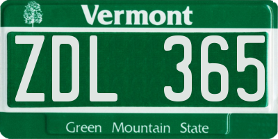 VT license plate ZDL365