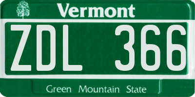 VT license plate ZDL366