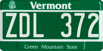 VT license plate ZDL372
