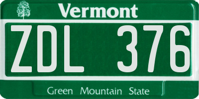 VT license plate ZDL376