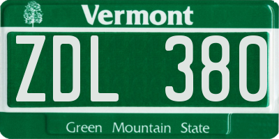VT license plate ZDL380