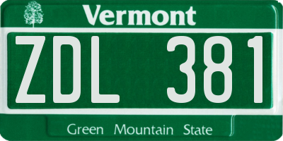 VT license plate ZDL381
