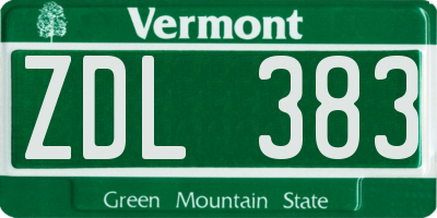 VT license plate ZDL383