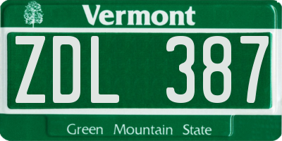 VT license plate ZDL387