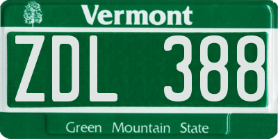 VT license plate ZDL388