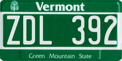 VT license plate ZDL392