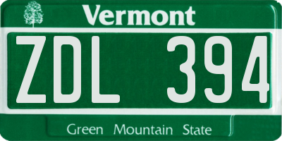 VT license plate ZDL394