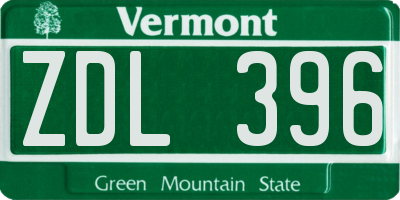 VT license plate ZDL396