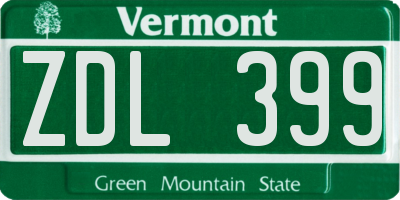 VT license plate ZDL399