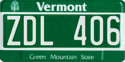 VT license plate ZDL406