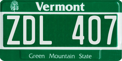 VT license plate ZDL407