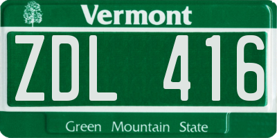 VT license plate ZDL416