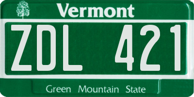 VT license plate ZDL421