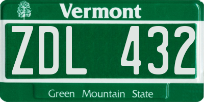 VT license plate ZDL432