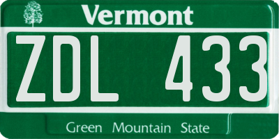VT license plate ZDL433
