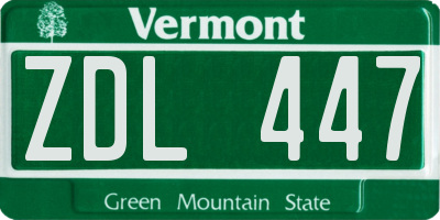 VT license plate ZDL447