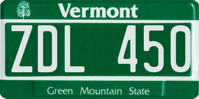 VT license plate ZDL450